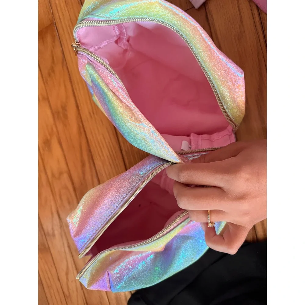 Set of 2 Iridescent Rainbow Makeup Bags Shimmer‎ Cosmetic Pouches